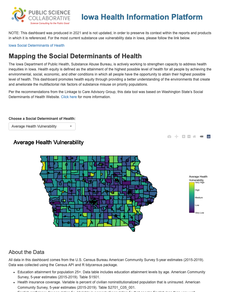 Iowa Health Information Platform screen capture