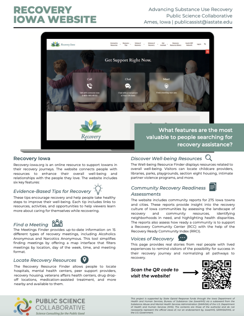 Recovery Iowa Website Quick Read cover