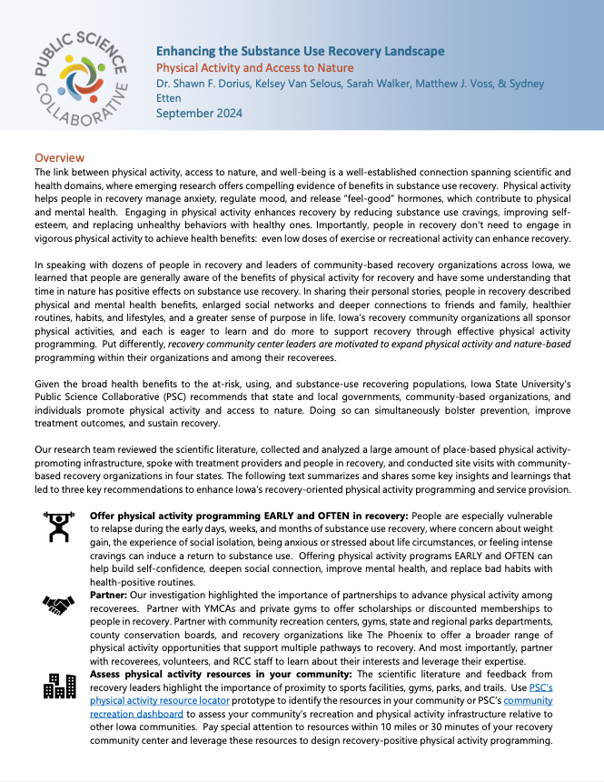 Enhancing the Substance Use Recovery Landscape report cover