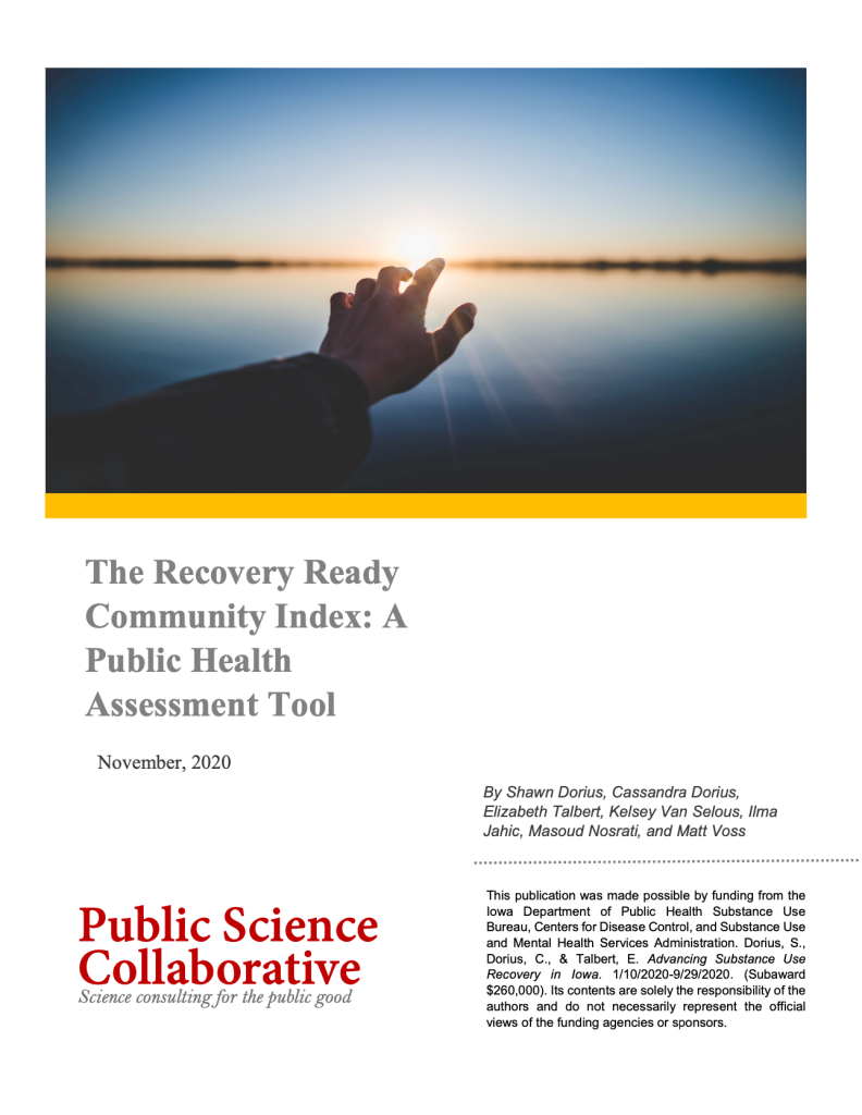 The Recovery Ready Community Index Public Health Assessment Tool report cover