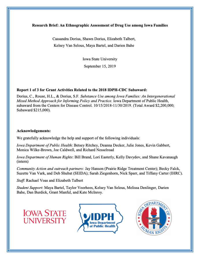 An Ethnographic Assessment of Drug Use among Iowa Families report cover