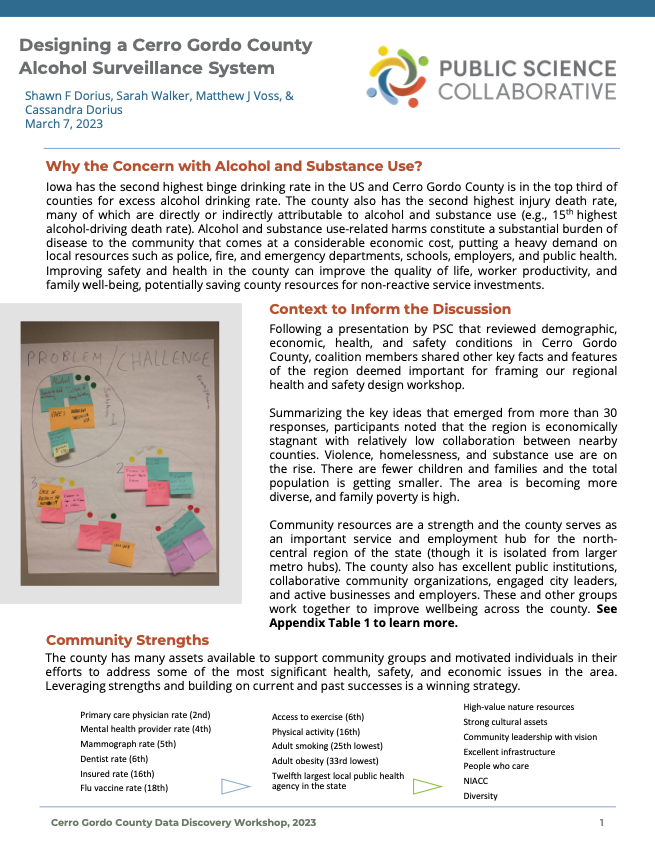 Designing a Cerro Gordo County Alcohol Surveillance System cover page