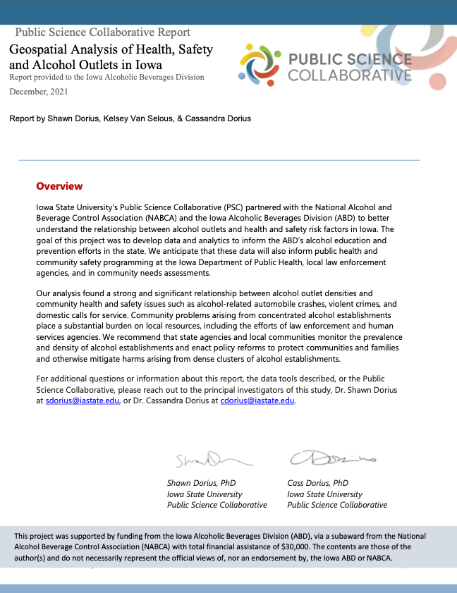 Geospatial Analysis of Health, Safety and Alcohol Outlets report cover