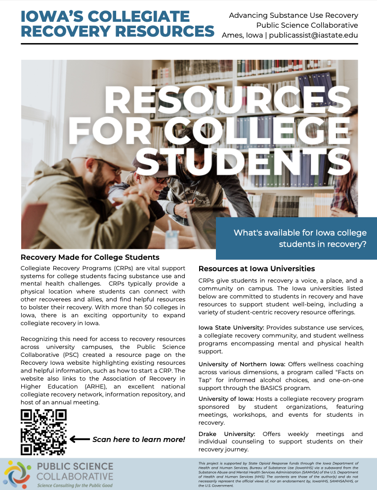 Iowas Collegiate Recovery Resources report cover