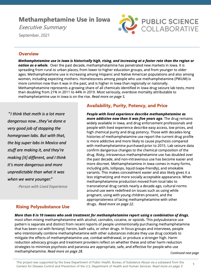 Meth Use Executive Summary cover
