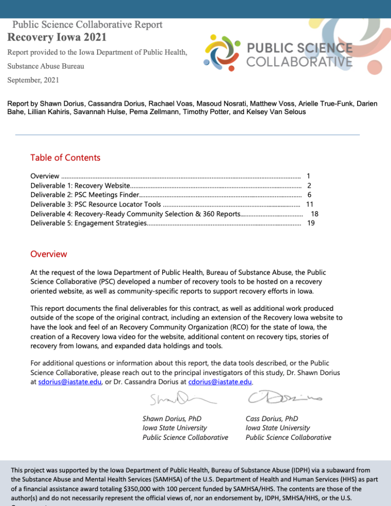 Recovery Iowa 2021 Report Cover