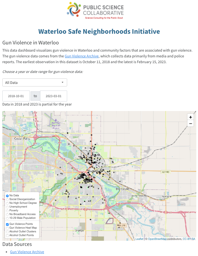 Waterloo Safe Neighborhoods Gun Violence Dashboard