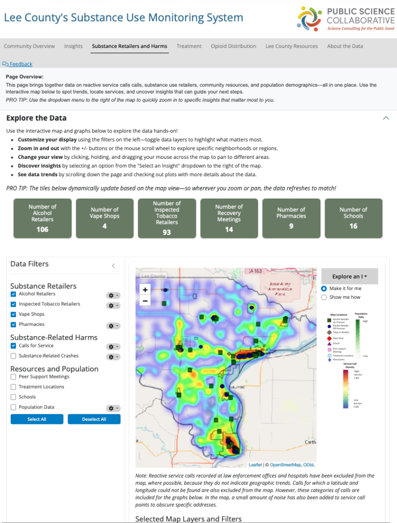 Lee County Substance Use Monitoring System screen capture