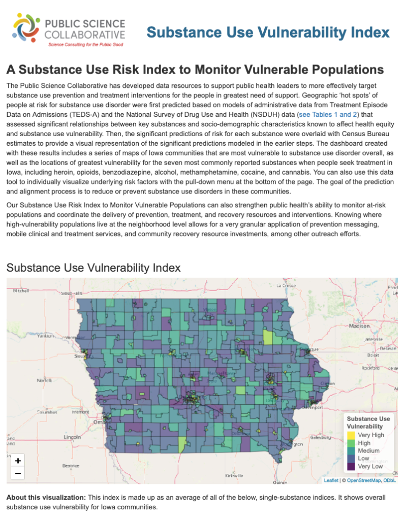 Substance Use Vulnerability Index screen capture