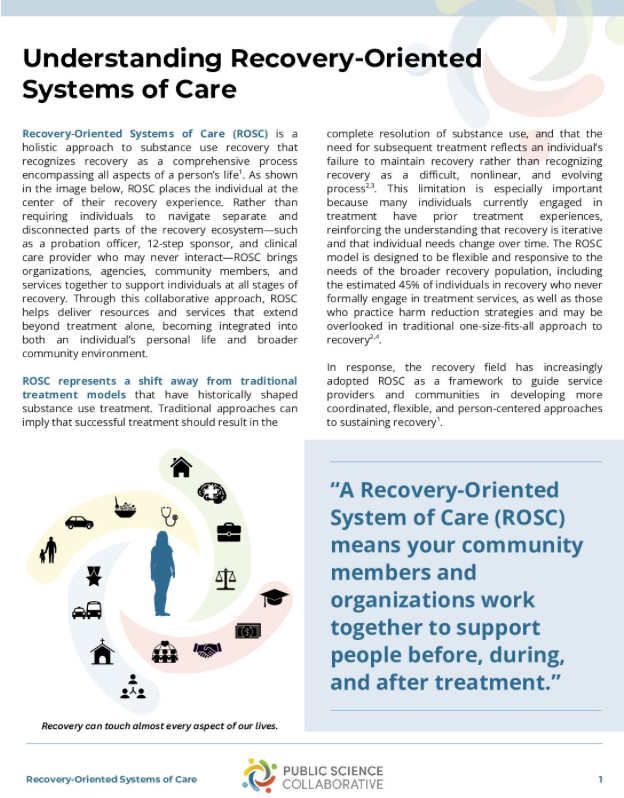 Recovery Oriented Systems of Care report cover