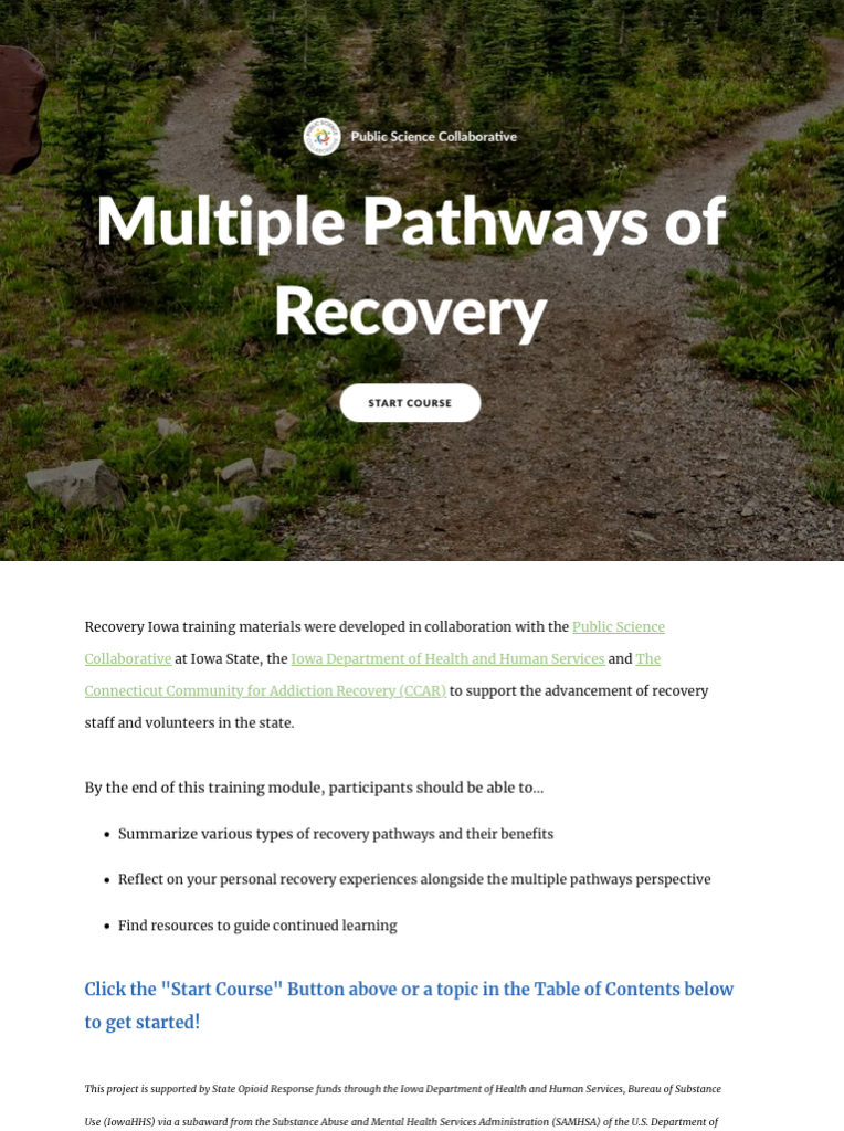 Multiple Pathways training screen capture