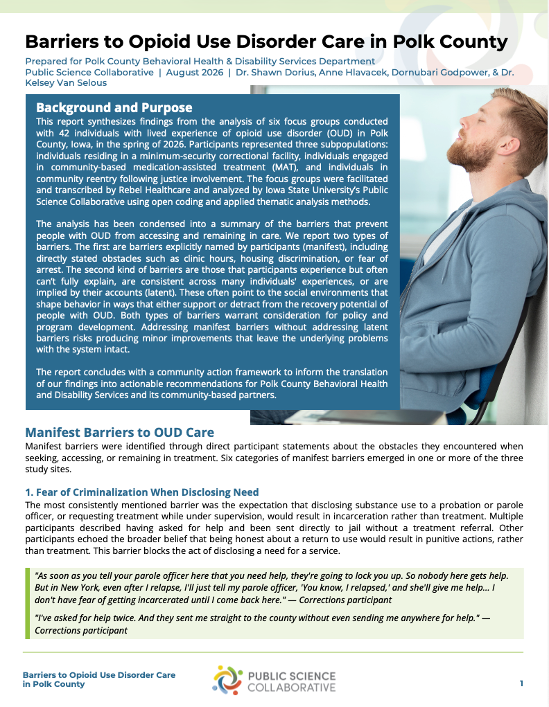 Barriers to OUD Care in Polk County 2026 report cover